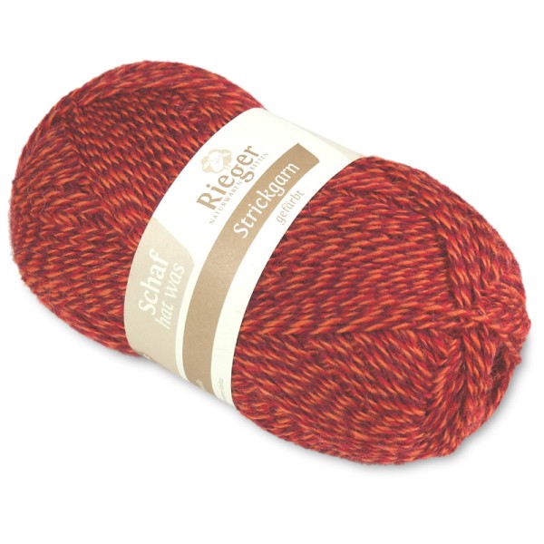 Strickgarn, 100% Schurwolle, Farbe: rot-meliert